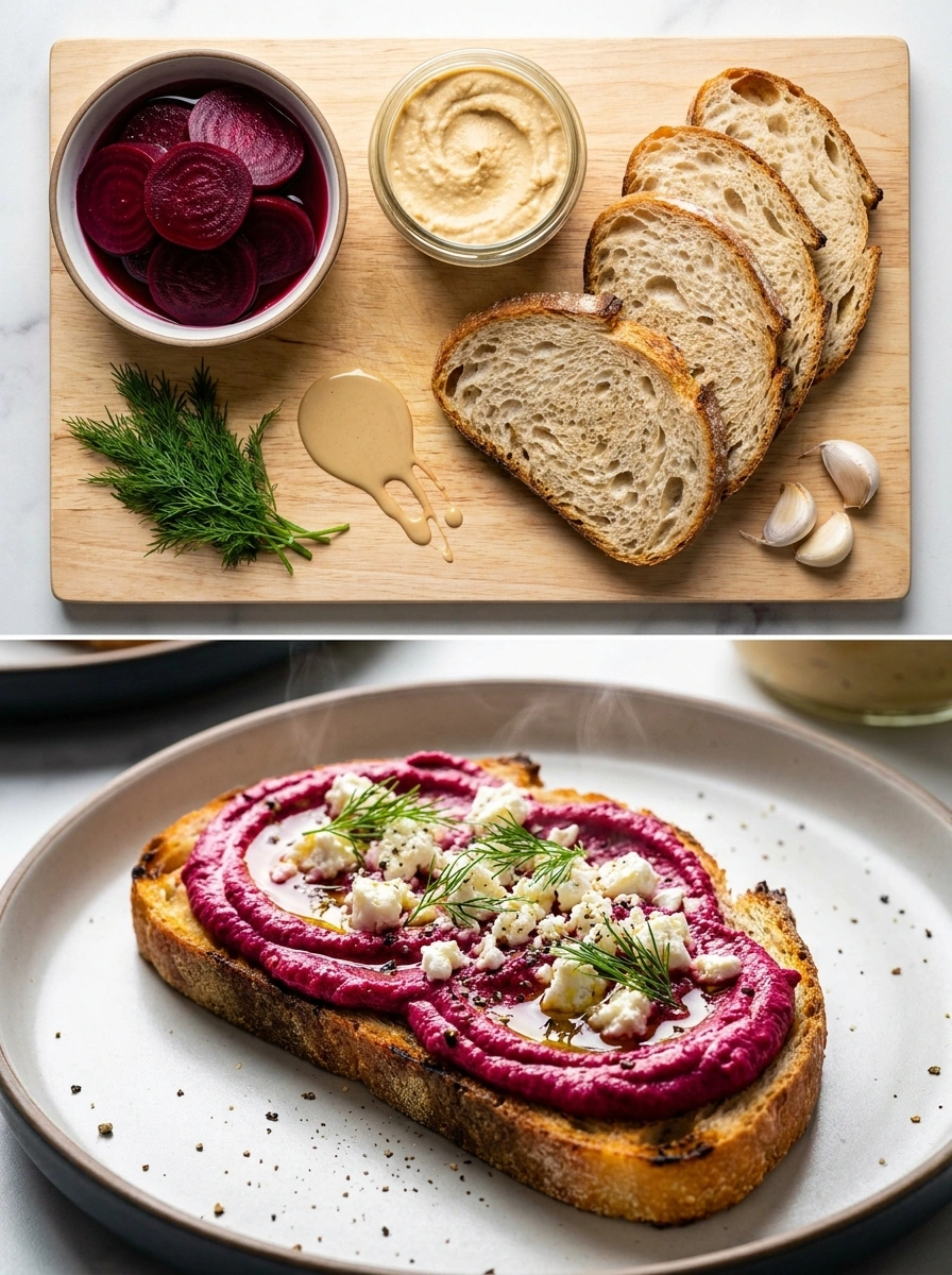 Pickled Beet Hummus Toast - traditionellt Sverige Toast & bröd recept recept, perfekt till vardagsmiddag